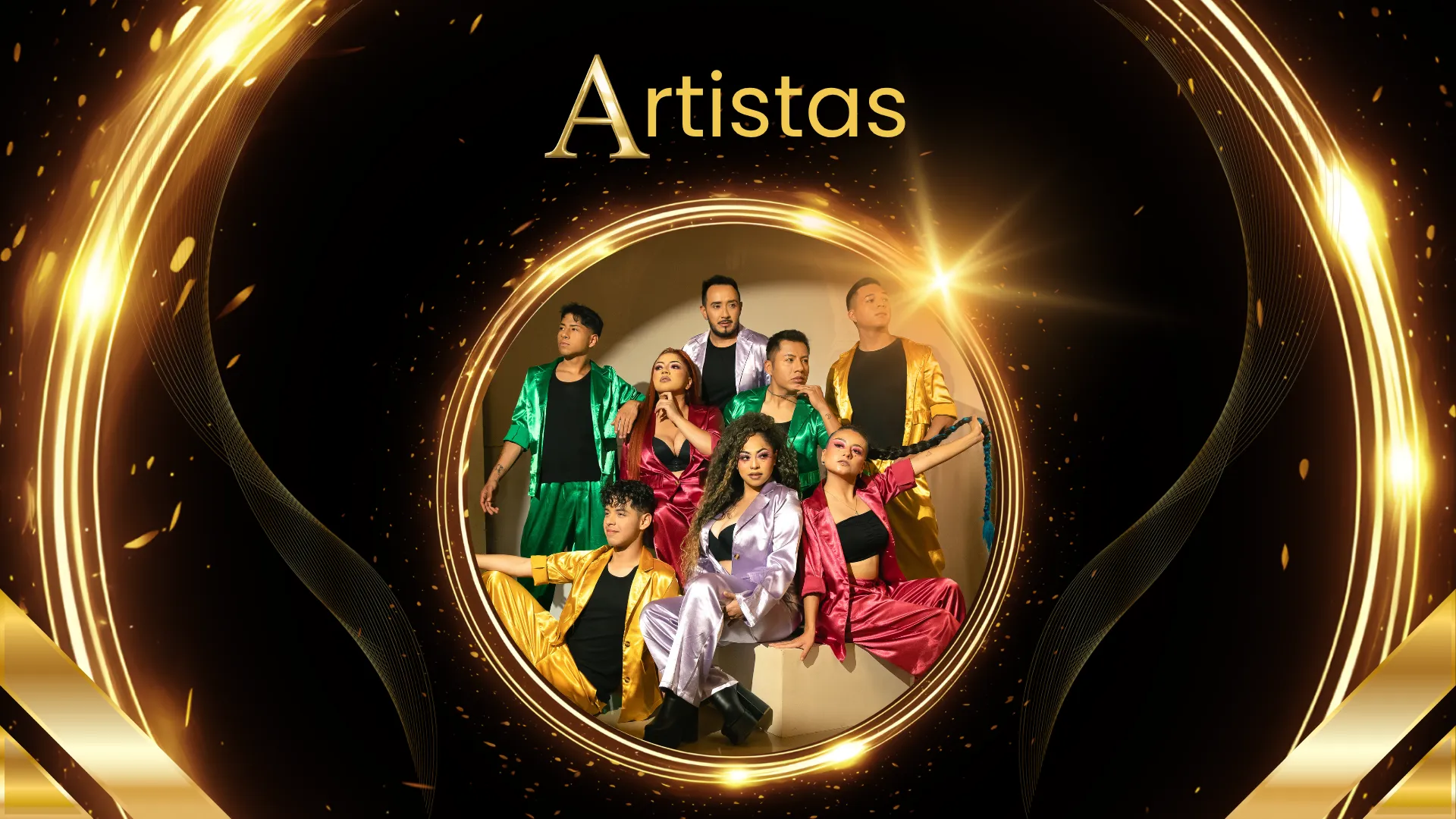 Bailarines profesionales respaldando a un artista en un escenario